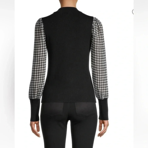 DESIGN 365 Women’s Printed Chiffon Sleeve Sweater - Picture 2 of 7